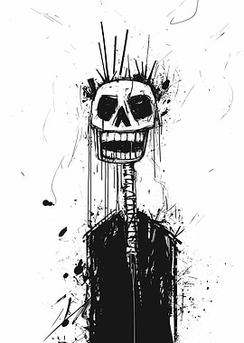 Grinning Skull Sketch Art