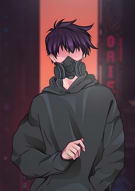 Anime Boy with Gas Mask