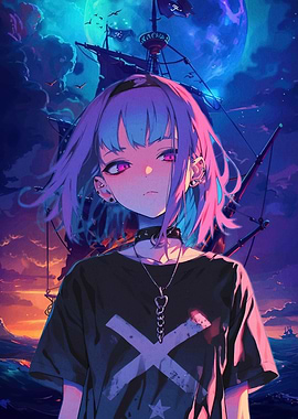 Anime Girl with Purple Hair