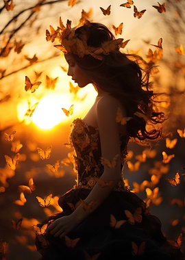 Woman in Butterfly Crown