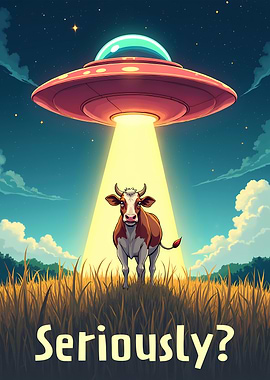 Seriously? Funny UFO Cow Abduction Farm Humor