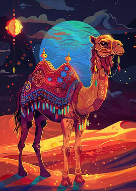 Camel Desert Night