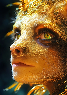 Golden Face with Green Eyes