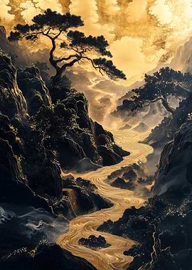 Golden Flow in Twilight