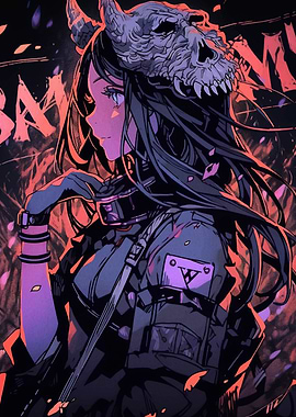Anime Girl with Skull Mask