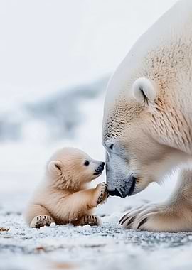 Polar Bear Cub and Mother