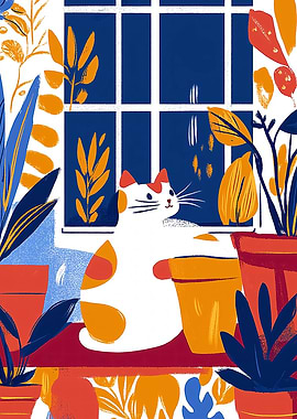 Cozy Cat by the Window in Fauvist Style