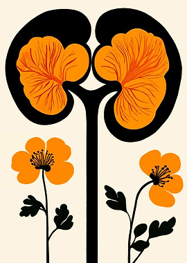 Orange Flower Kidney Art