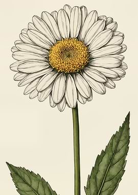 Classic Daisy: A Botanical Illustration