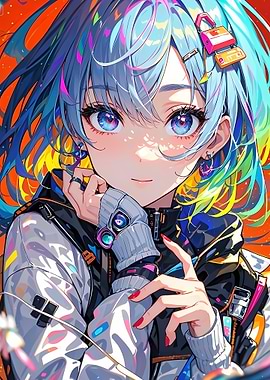 Anime Girl with Blue Hair