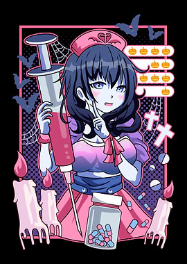 Halloween Pastel Goth Anime Girl Nurse