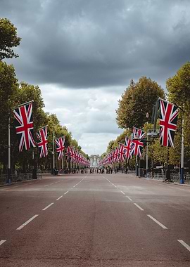 Union Jack Flags on Street