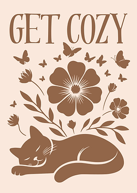 Cozy Cat with Flowers