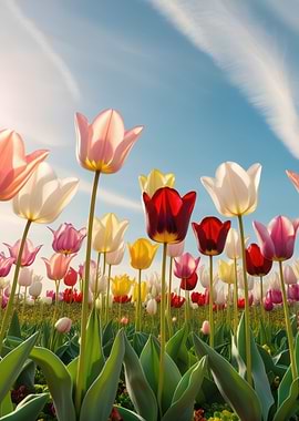 Colorful Tulip Field