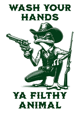 Frog Cowboy Wash Your Hands Bathroom Poster