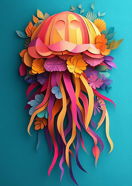 Papercraft Jellyfish with Flowers