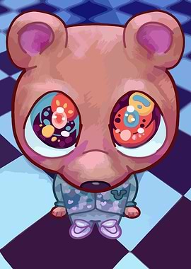 Cartoon Bear with Psychedelic Eyes