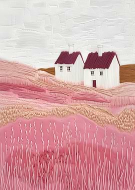 Embroidered Cottage Landscape