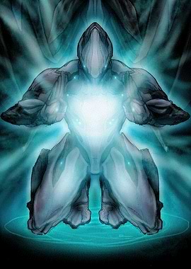 Glowing Figure in Blue