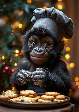 Chimpanzee Chef with Cookies
