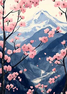Cherry Blossoms & Mountain