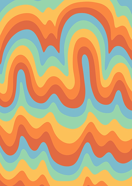 Wavy Retro Abstract Art