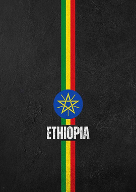 Ethiopian Flag on Black
