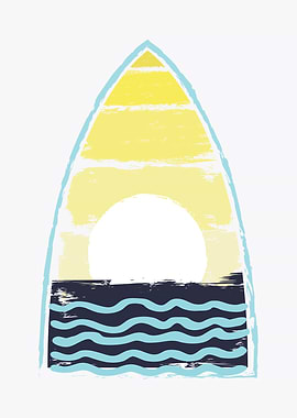 Brushstroke effect sunset surfboard.