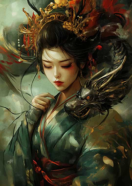 Geisha with Dragon