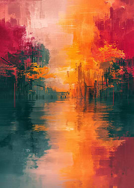 Waterfront Sunset Painting