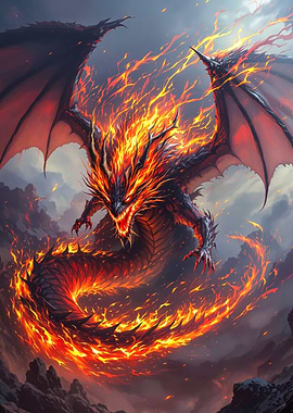 Fiery Dragon Oil Painting