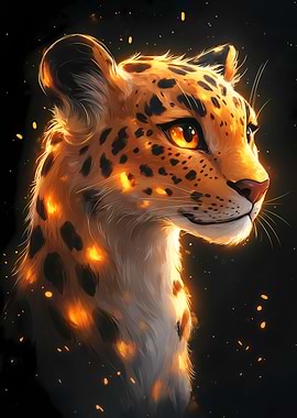 Fiery Leopard Portrait Animal