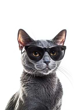 Cool Russian Blue Cat in Sunglasses