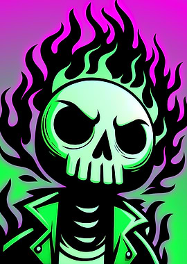 Flaming Punk Skull