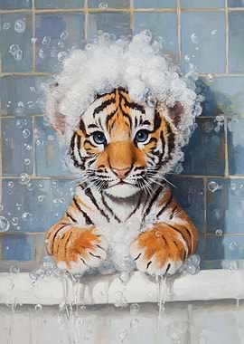 Tiger Cub Bath Time