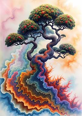 Abstract Tree with Colorful Layers