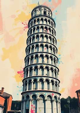 Leaning Tower of Pisa Watercolor