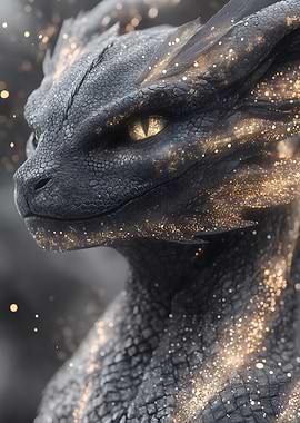 Black Dragon with Golden Dust