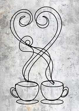Coffee Tea Love Line Art