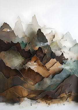 Layered Mountain Landscape 3d paper style