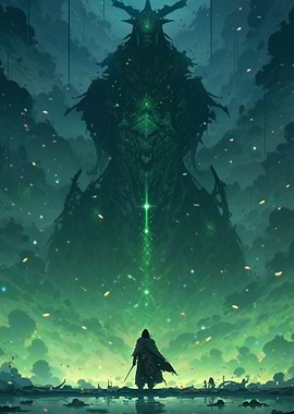 Giant Creature and Warrior