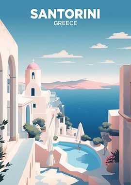 Santorini Greece Travel Poster