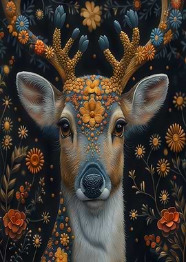 Floral Deer Portrait