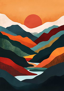 Sunset Mountain Landscape