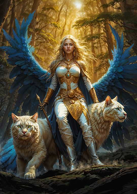 Goddess Freya with Her White Cats