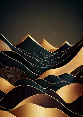 Gold & Black Mountain Landscape