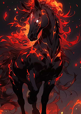 Fiery Black Horse