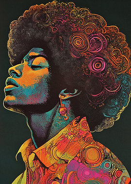 Psychedelic Afro Man Portrait