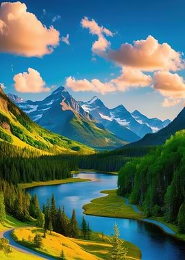 Mountain River Landscape