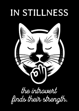 Mindfulness Stilness Introvert Cat Vintage Strength